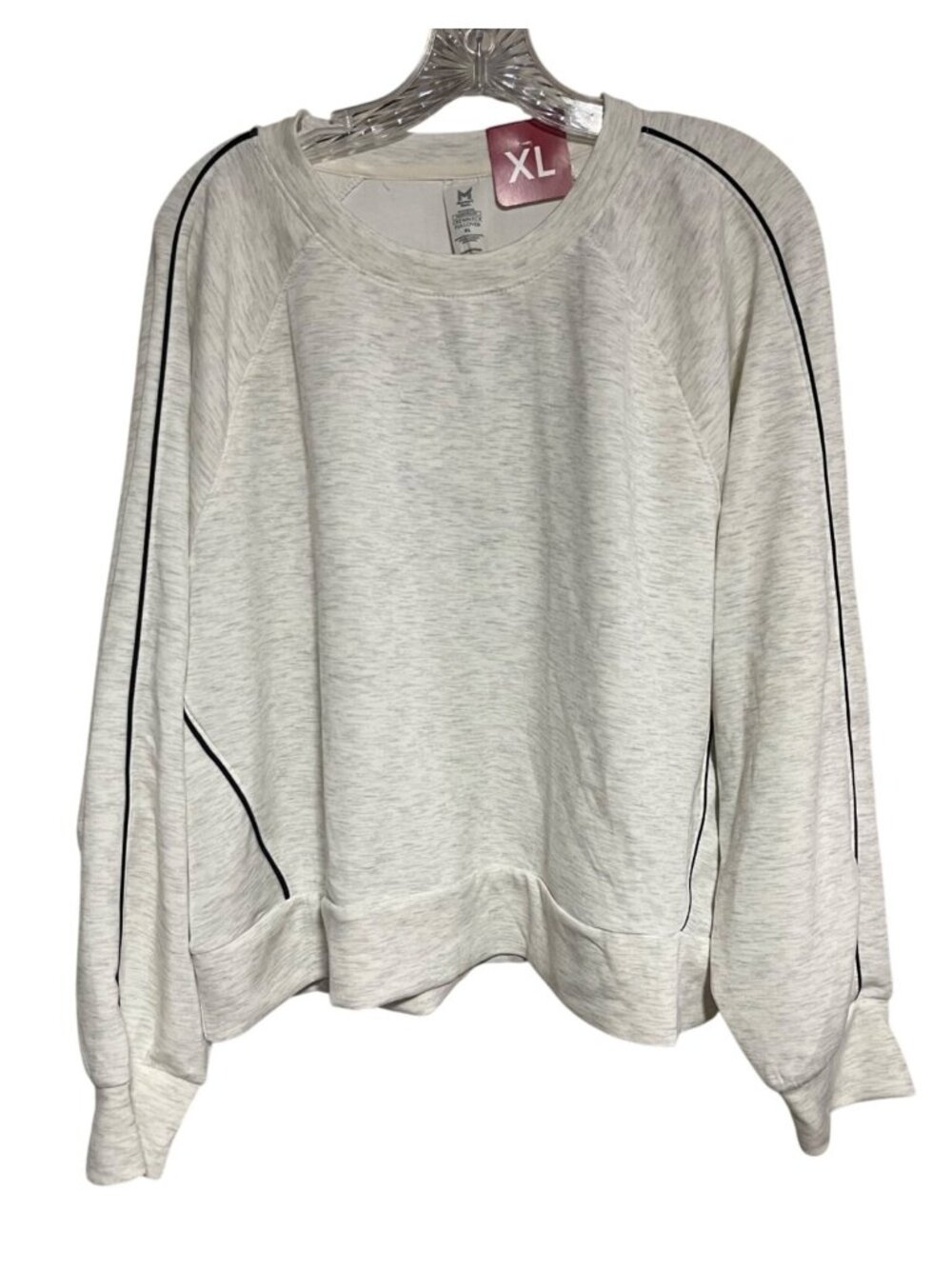 Members Mark Womens Sandwash Crewneck Pullover Sweatshirt Size XL Cream Gray